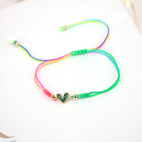 Adjustable micro-set colored zircon heart