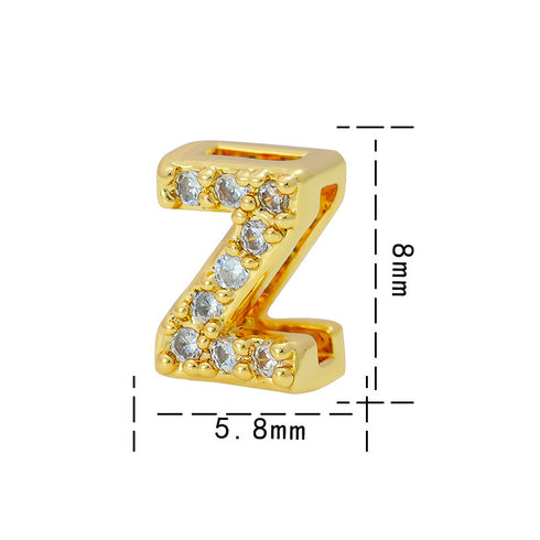 Letter titanium steel copper 18k gold plated charms (without chain)