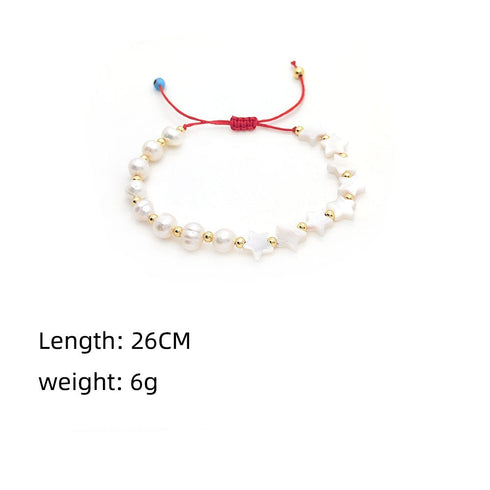 Pentagram round pearl beaded bracelets