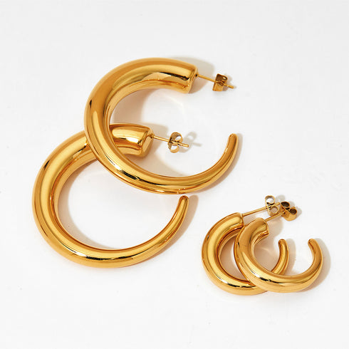Classic style c shape polishing ear studs