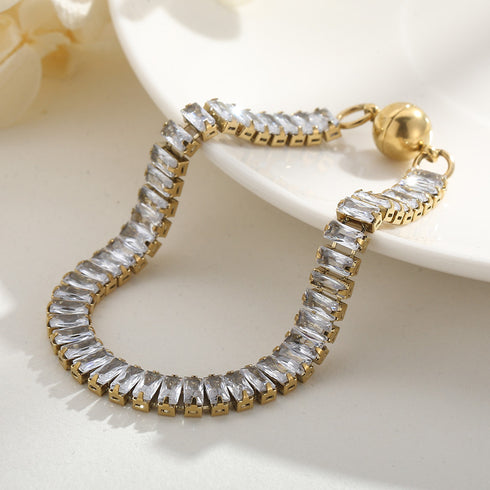 Geometric titanium steel plating inlay zircon bracelets