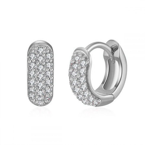 Round plating inlay copper zircon white gold plated gold plated earrings