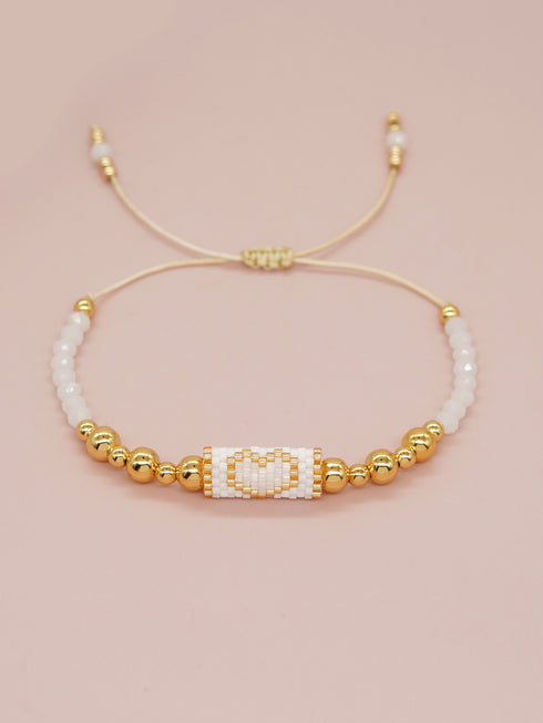 Bohemian heart shape seed bead copper bracelets in bulk