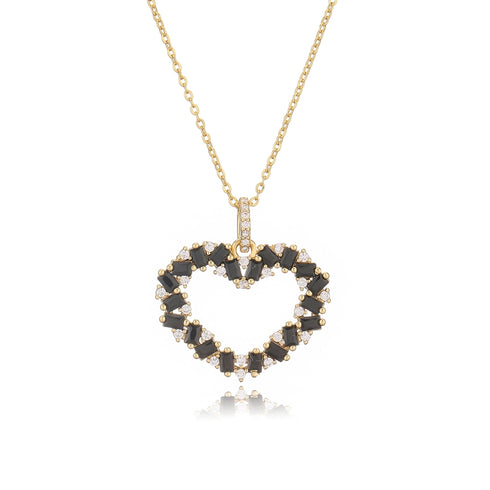 18K Gold Plated Elegant Heart Shape Inlay Zircon Pendant Necklace