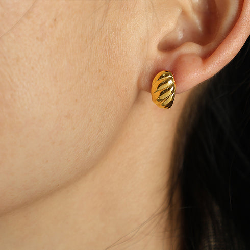 Solid color plating titanium steel 18k gold plated ear studs