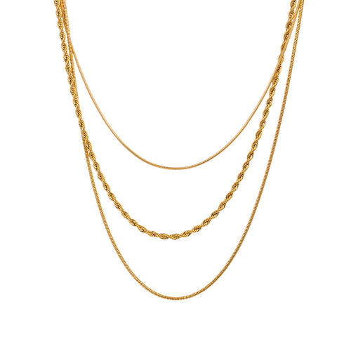 18k gold plated three layer necklace