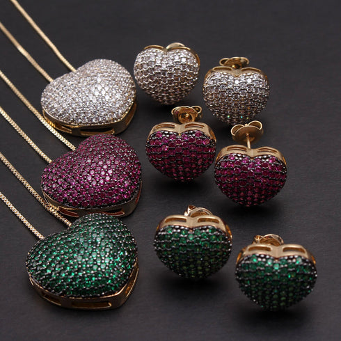 Style commute heart shape zircon white gold plated gold plated