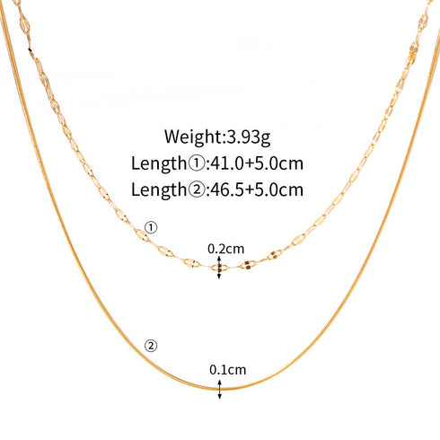 Layered stainless steel plating 18k gold plated necklace