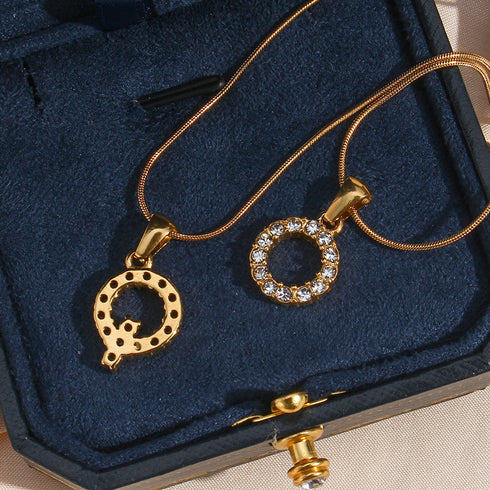 Letter stainless steel necklace plating zircon stainless steel necklaces
