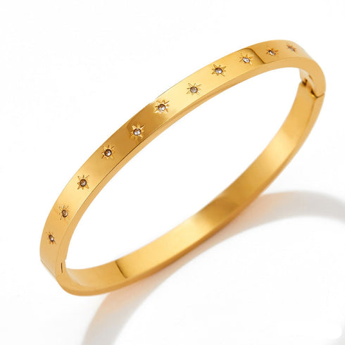 Fashion circle stainless steel plating zircon bangle