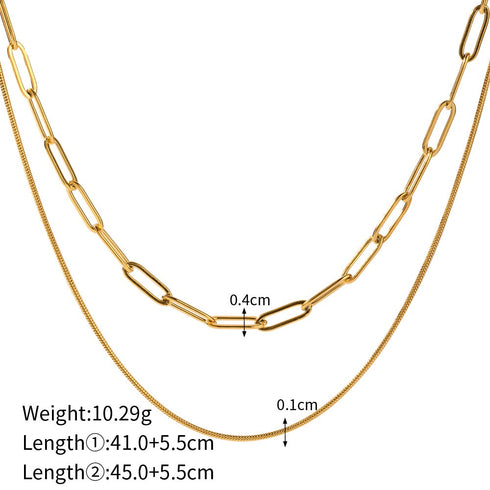 Layered stainless steel plating 18k gold plated necklace
