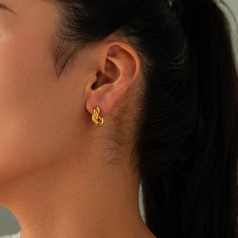 Classic Style Twist Plating Stainless Steel 18K Gold Plated Ear Studs