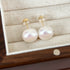 Elegant glam round inlay pearl pearl ear studs