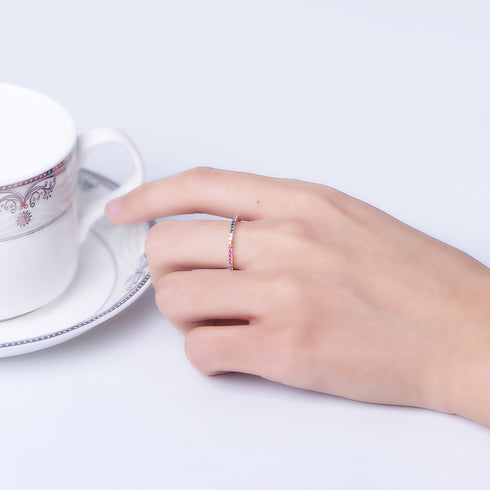 Retro round sterling silver inlay zircon rings