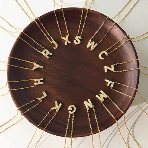 Letter titanium steel copper 18k gold plated charms (without chain)