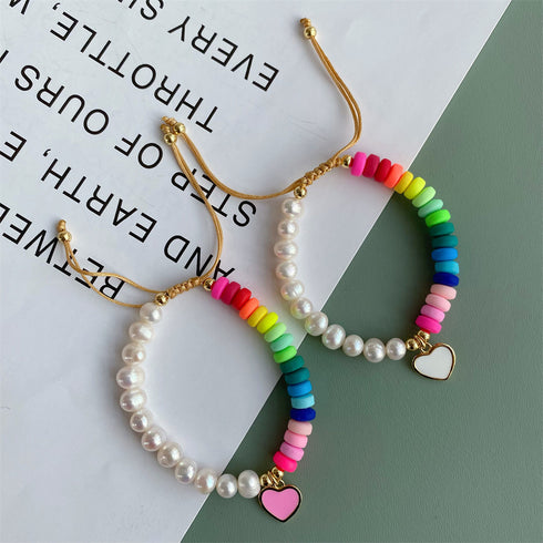 Freshwater pearl soft clay enamel bracelets