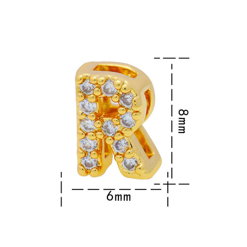 Letter titanium steel copper 18k gold plated charms (without chain)