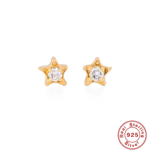 Styles plating inlay sterling silver zircon 18k gold plated ear studs