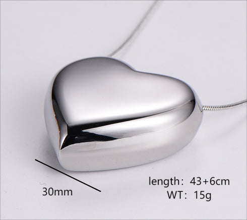 Heart shape stainless steel 18k gold plated pendant necklace