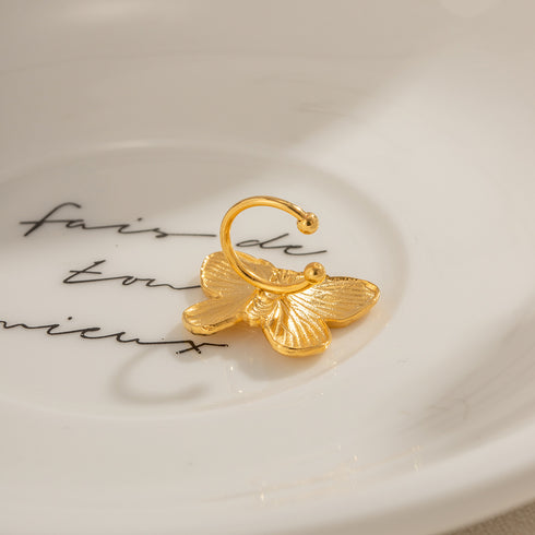 Butterfly plating stainless steel 18k gold plated ear cuffs