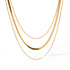 Solid color stainless steel plating 18k gold plated three layer necklace