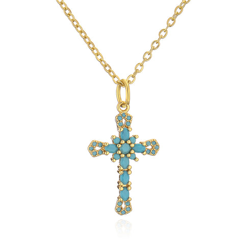 Zircon cross pendant necklace