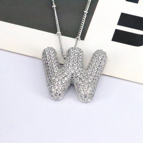 Letter plating silver plated pendant necklace