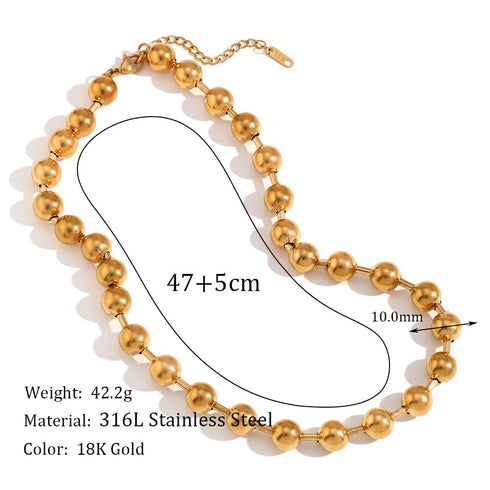 Round style solid color stainless steel plating 18k gold plated necklace