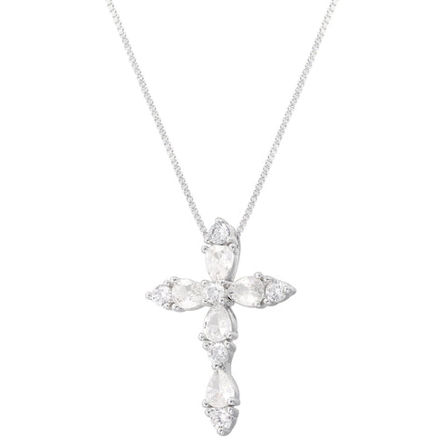 Luxurious Cross Inlay Zircon Pendant Necklace