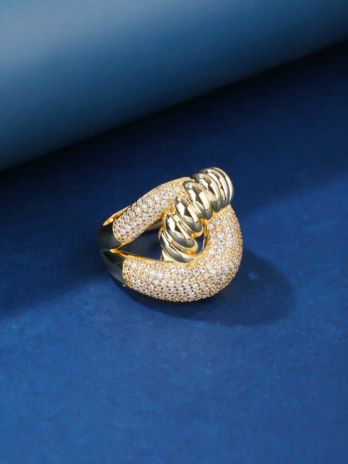 Plating inlay zircon gold plated rings