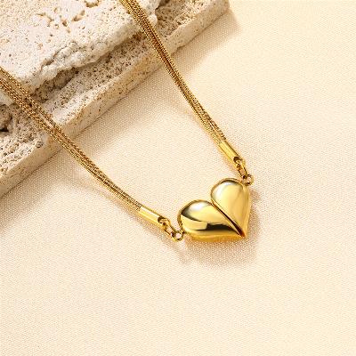 Flower stainless steel plating inlay zircon 18k gold plated necklace