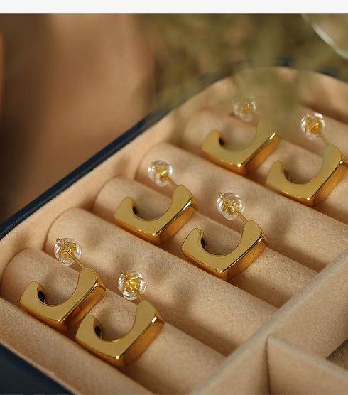 Classical style square c hoops earrings