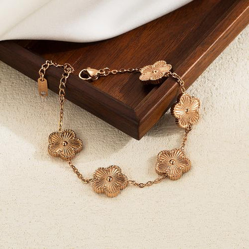 Vintage Style Plating Flower Bracelets Ear Studs Necklace