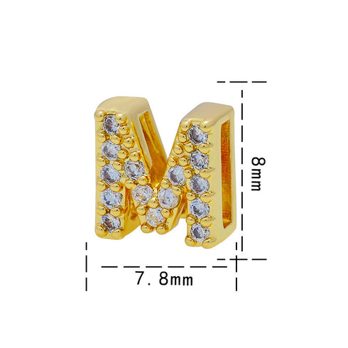 Letter titanium steel copper 18k gold plated charms (without chain)