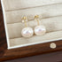Elegant glam round inlay pearl pearl ear studs
