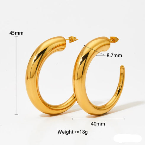 Classic style c shape polishing ear studs