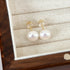 Elegant glam round inlay pearl pearl ear studs
