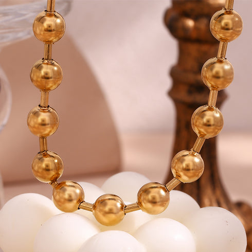 Round style solid color stainless steel plating 18k gold plated necklace