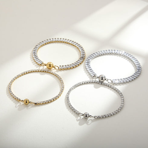 Geometric titanium steel plating inlay zircon bracelets