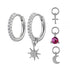 925 silver needle four small pendants set earrings