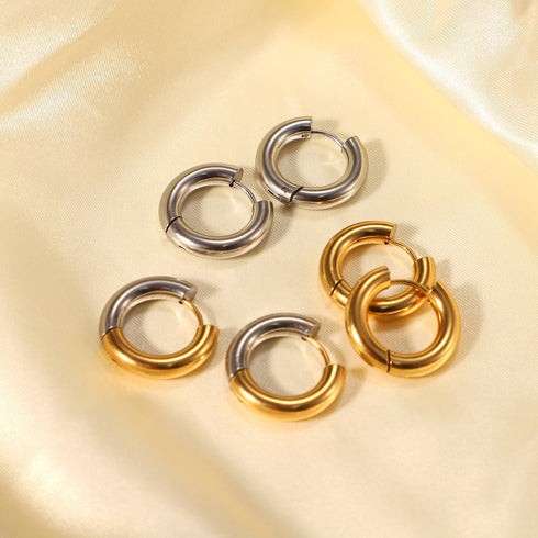 Basic huggies stainless steel jewelry gold and silver