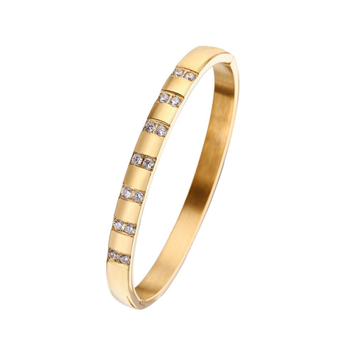 Titanium steel inlay zircon bangle