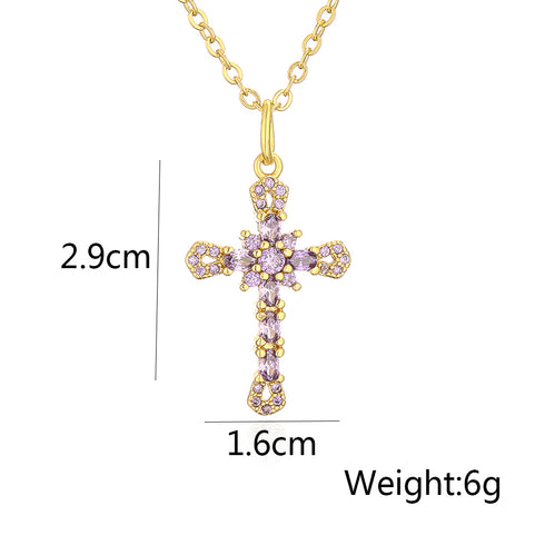 Zircon cross pendant necklace
