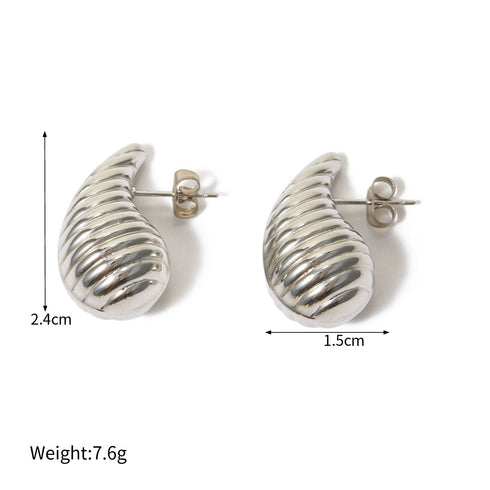 Water droplets stainless steel 18k gold plated ear studs