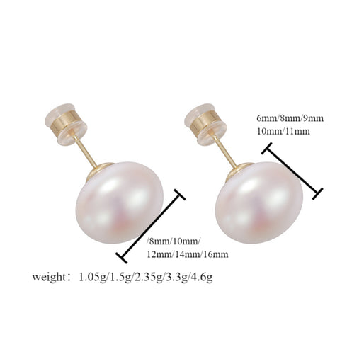 Elegant glam round inlay pearl pearl ear studs