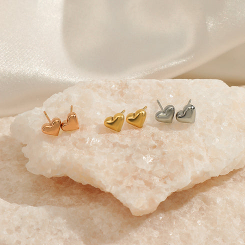 Heart shape stainless steel plating ear studs