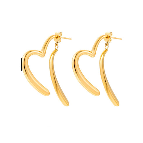 Heart shape plating stainless steel drop earrings