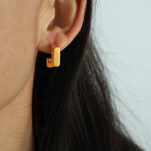 Classical style square c hoops earrings