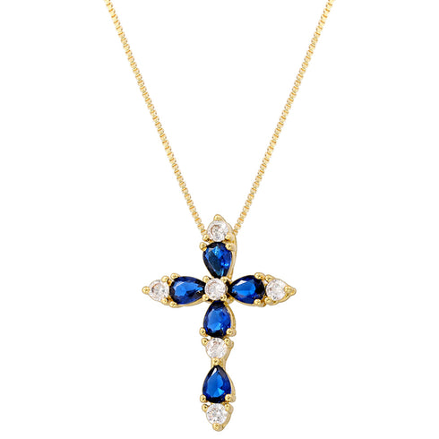 Luxurious Cross Inlay Zircon Pendant Necklace