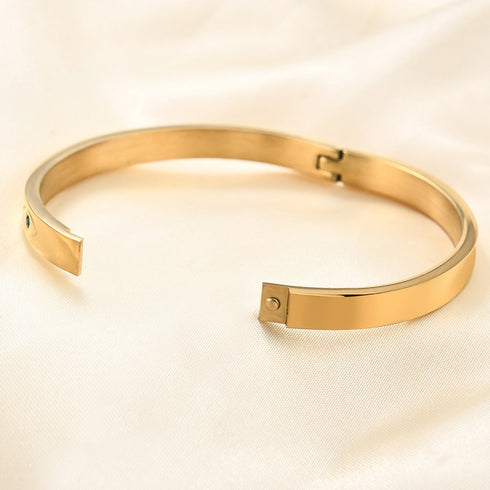 Devil's eye solid color stainless steel plating 18k gold plated bangle
